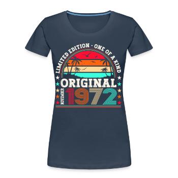Original novembre 1972 Cadeau du 50e anniversaire - T-shirt bio Premium Femme - bleu marine - Devant - Mia (176cm)