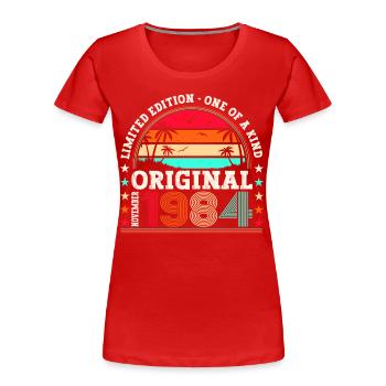 Original November 1984 38th Birthday Gift - Women's Premium Organic T-Shirt - navy - Front - Mia (176cm)