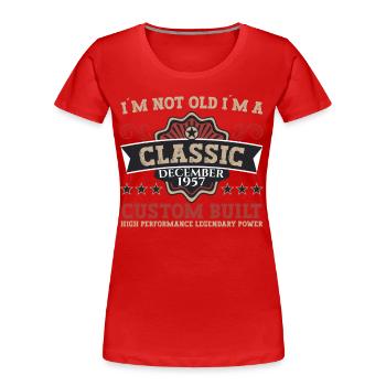 Classique Décembre 1957 - Cadeau de 65e anniversaire - T-shirt bio Premium Femme - bleu marine - Devant - Mia (176cm)
