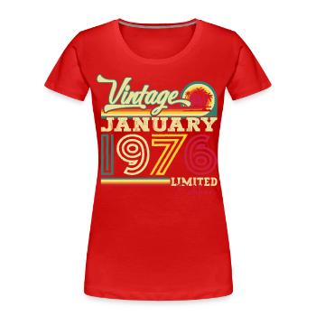 Né 1976 Janvier 47e anniversaire Homme cadeau - T-shirt bio Premium Femme - bleu marine - Devant - Mia (176cm)
