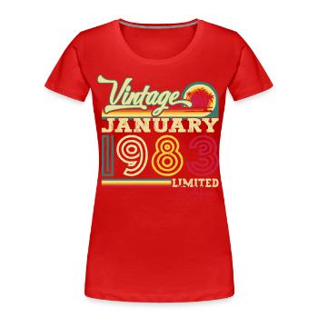Born 1983 January 40th birthday Gift man - Women's Premium Organic T-Shirt - navy - Front - Mia (176cm)