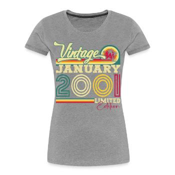 Year 2001 January 22nd birthday Gift man - Women's Premium Organic T-Shirt - navy - Front - Mia (176cm)