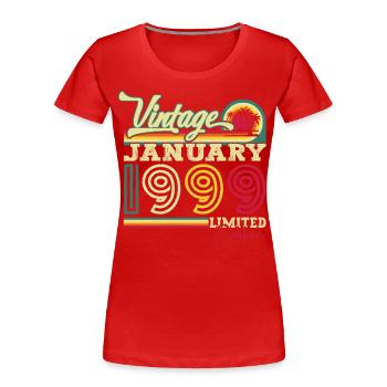Né le 24 janvier 1999 Gift Man - T-shirt bio Premium Femme - bleu marine - Devant - Mia (176cm)