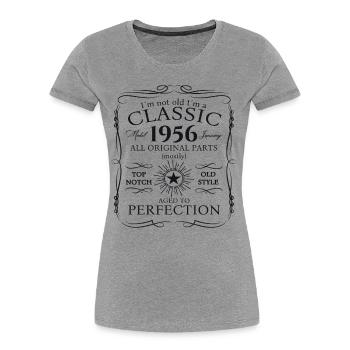 Né en 1956 janvier 67e anniversaire Homme cadeau - T-shirt bio Premium Femme - bleu marine - Devant - Mia (176cm)