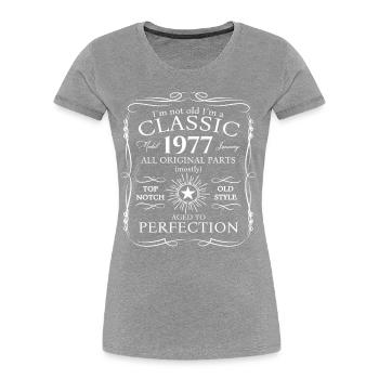 Born 1977 January 46th birthday Gift man - Women's Premium Organic T-Shirt - navy - Front - Mia (176cm)