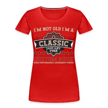 Né 1988 Janvier 35th anniversaire Homme cadeau - T-shirt bio Premium Femme - bleu marine - Devant - Mia (176cm)