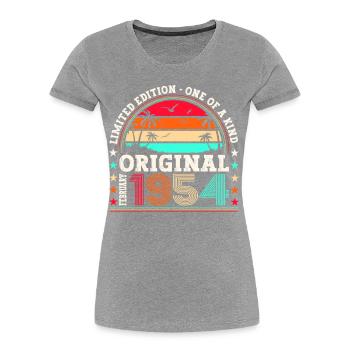 Cadeau d’anniversaire original de février 1954 - T-shirt bio Premium Femme - bleu marine - Devant - Mia (176cm)