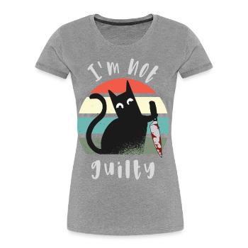 I'm not guilty, Innocent Cat with knife - Women's Premium Organic T-Shirt - navy - Front - Mia (176cm)