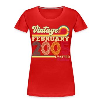 Année 2005 Février 18e anniversaire Cadeau homme - T-shirt bio Premium Femme - bleu marine - Devant - Mia (176cm)