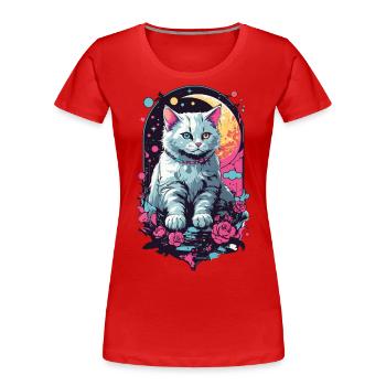 Chat de nuit en Pastel Goth, Design esthétique - T-shirt bio Premium Femme - bleu marine - Devant - Mia (176cm)