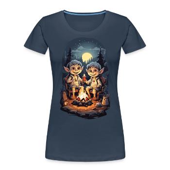 Halloween Camping Vampire Kinder Cartoon - Frauen Premium Bio T-Shirt - Navy - Vorne - Mia (176cm)