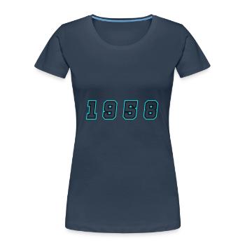 1958 Year Number - Women's Premium Organic T-Shirt - navy - Front - Mia (176cm)