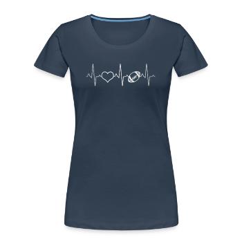 Football Herzschlag - Frauen Premium Bio T-Shirt - Navy - Vorne - Mia (176cm)