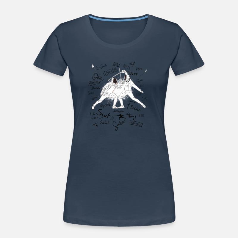 Fechten Begriffe Training Geschenk - Frauen Premium Bio T-Shirt - Navy