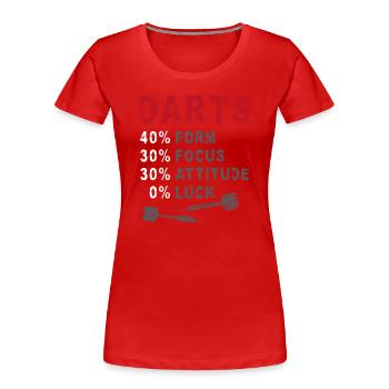 Fléchettes Vintage Fléchettes 40% Forme 30% - T-shirt bio Premium Femme - bleu marine - Devant - Mia (176cm)