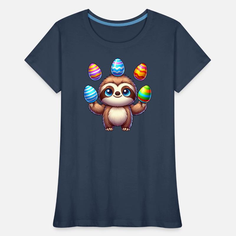 Easter Sloth Easter Egg Juggler Colorful Eggs Women's Premium Organic T-Shirt