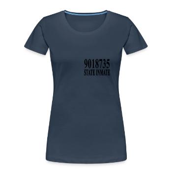Costume de condamné prison de carnaval criminel - T-shirt bio Premium Femme - bleu marine - Devant - Mia (176cm)