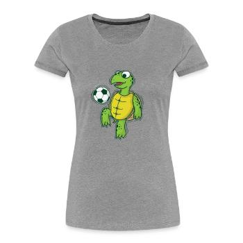 Turtle plays and loves football - Women's Premium Organic T-Shirt - navy - Front - Mia (176cm)