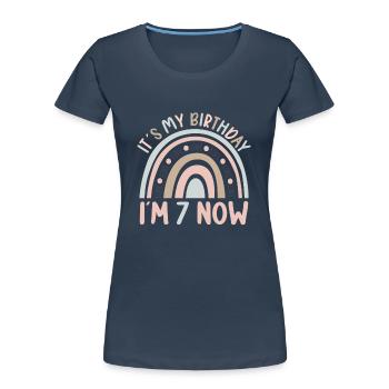 7 years Rainbow Rainbow 7th birthday - Women's Premium Organic T-Shirt - navy - Front - Mia (176cm)