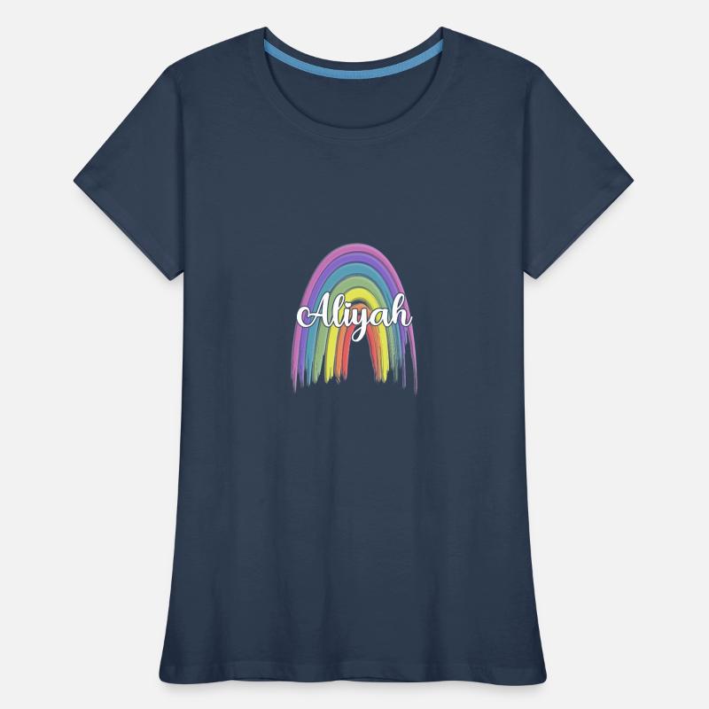 ALIYAH Rainbow Cursive Frauen Premium Bio T-Shirt
