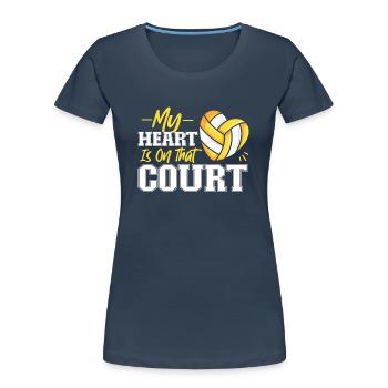 Équipe de volley-ball Mon cœur est - T-shirt bio Premium Femme - bleu marine - Devant - Mia (176cm)