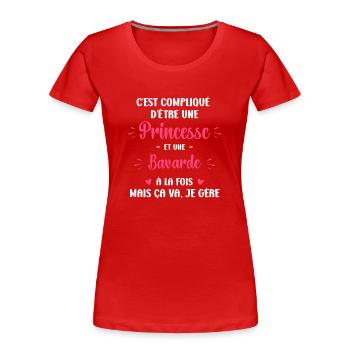 C est compliqué princesse et bavarde - T-shirt bio Premium Femme - bleu marine - Devant - Mia (176cm)