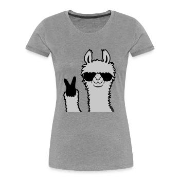 Cool Lama No Drama Llama Peace Lunettes de soleil - T-shirt bio Premium Femme - bleu marine - Devant - Mia (176cm)