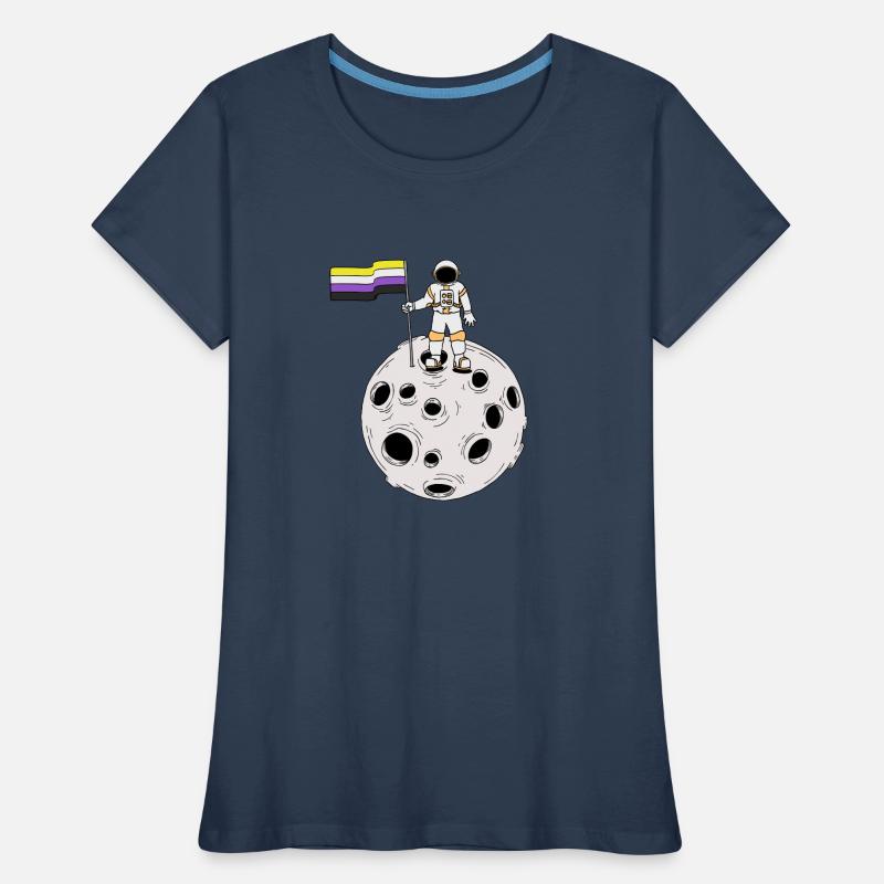 Nonbinary astronaut on the moon Nonbinary flag Women's Premium Organic T-Shirt