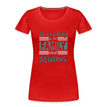 Le dimanche est pour la famille et la couture - T-shirt bio Premium Femme - bleu marine - Devant - Mia (176cm)