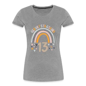 13 Jahre alt Rainbow Regenbogen 13. Geburtstag - Frauen Premium Bio T-Shirt - Navy - Vorne - Mia (176cm)