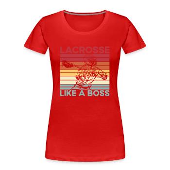 Lacrosse like a Boss - Frauen Premium Bio T-Shirt - Navy - Vorne - Mia (176cm)