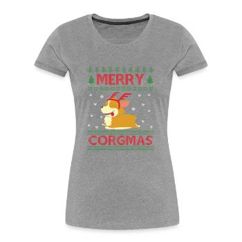 Merry Corgmas Dog Saying Ugly Christmas - Women's Premium Organic T-Shirt - navy - Front - Mia (176cm)