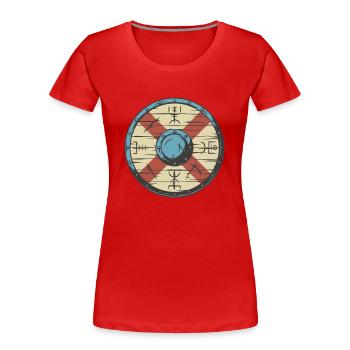 Wikinger Schild - Frauen Premium Bio T-Shirt - Navy - Vorne - Mia (176cm)