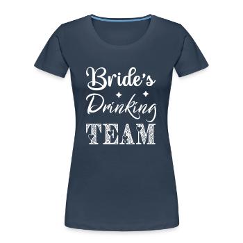 Team Bride Bride Flower Wreath Fleurs Engagement JGA - T-shirt bio Premium Femme - bleu marine - Devant - Mia (176cm)