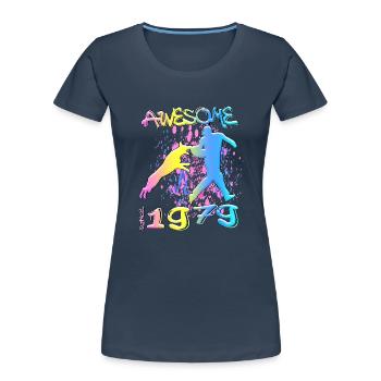Génial depuis 1979. Agilité, Hundetraining - T-shirt bio Premium Femme - bleu marine - Devant - Mia (176cm)