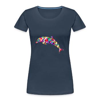 Delfin Mosaik Bunt - Frauen Premium Bio T-Shirt - Navy - Vorne - Mia (176cm)