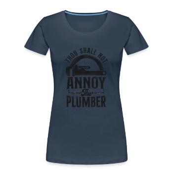 Plomberie Plombier Christian Vintage - T-shirt bio Premium Femme - bleu marine - Devant - Mia (176cm)