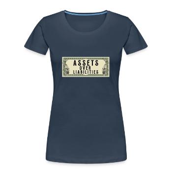 Actifs sur passifs Entrepreneur comptable - T-shirt bio Premium Femme - bleu marine - Devant - Mia (176cm)