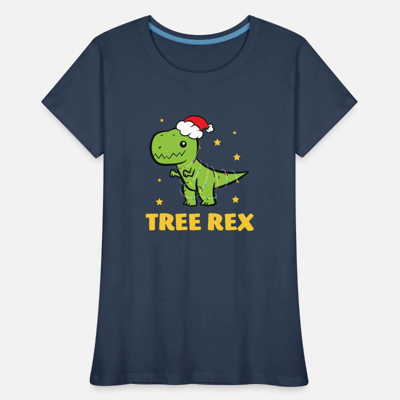 T-Rex - Tree Rex String Light Star Christmas Hat Women's Premium Organic T-Shirt