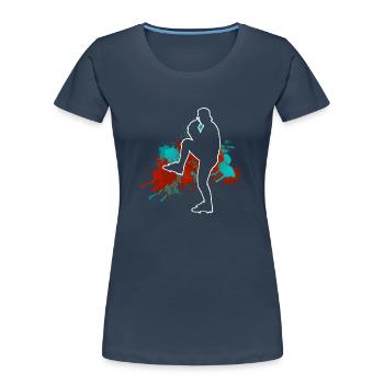 Baseball - Frauen Premium Bio T-Shirt - Navy - Vorne - Mia (176cm)