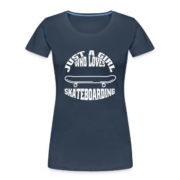 Skateboard skateboard patinage longboard skateur - T-shirt bio Premium Femme - bleu marine - Devant - Mia (176cm)