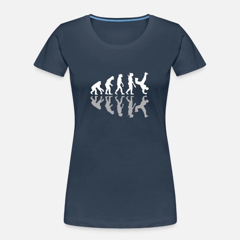 Breakdancing Human Evolution Dancer Breakdance - T-shirt bio Premium Femme - bleu marine