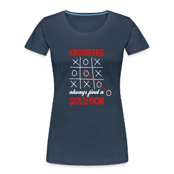 Ingenieur Ingenieure Finden Immer Eine Lösung - Frauen Premium Bio T-Shirt - Navy - Vorne - Mia (176cm)