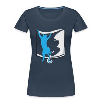 chat dans votre poche - T-shirt bio Premium Femme - bleu marine - Devant - Mia (176cm)