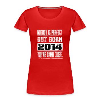 No one is perfect but born 2014 birthday - Women's Premium Organic T-Shirt - navy - Front - Mia (176cm)