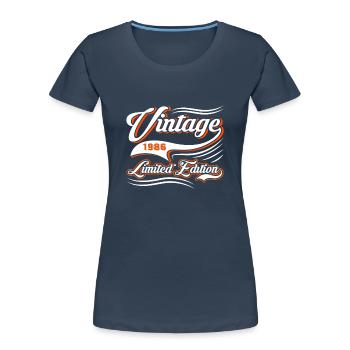 Edition Limitée Millésime 1986 - T-shirt bio Premium Femme - bleu marine - Devant - Mia (176cm)