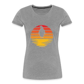 Pingouin Rétro - T-shirt bio Premium Femme - bleu marine - Devant - Mia (176cm)