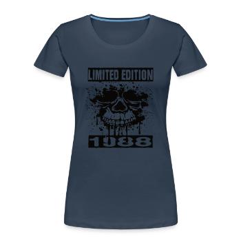 Édition limitée 1988 - T-shirt bio Premium Femme - bleu marine - Devant - Mia (176cm)