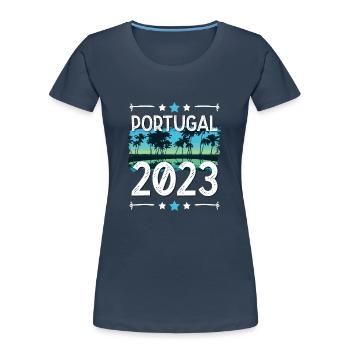 Portugal 2023 - Frauen Premium Bio T-Shirt - Navy - Vorne - Mia (176cm)