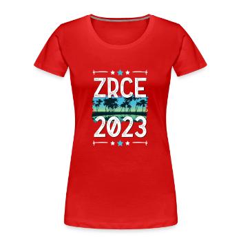 Zrce 2023 - Frauen Premium Bio T-Shirt - Navy - Vorne - Mia (176cm)